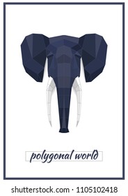 Polygonal elephant.  Vector Illustration. 