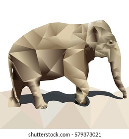 Polygonal Elephant Vector on low poly design background