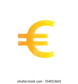 Polygonal euro sign. Isolated euro from triangles
