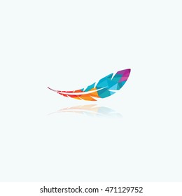 Polygonal feather vector design, colorful bird feather logo