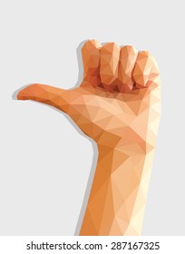 polygonal female hand thumb left direction indicator low poly.