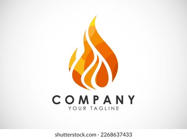 Polygonal Fire Flame Logo. Colorful Low Poly Flame Logo. Low Poly Abstract Geometric Design. Vector Illustration