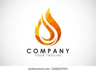 Polygonal Fire Flame Logo. Colorful Low Poly Flame Logo. Low Poly Abstract Geometric Design. Vector Illustration