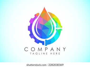 Polygonal fire flame logo icon. Low poly style oil and gas industry logo design concept.