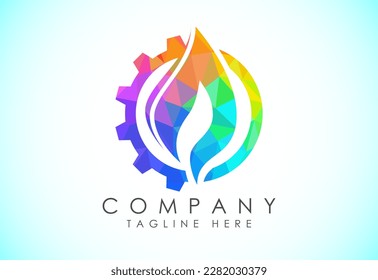 Icono del logotipo de la llama de fuego poligonal. Diseño del logo de la industria de gas y petróleo de bajo estilo de pólvora.