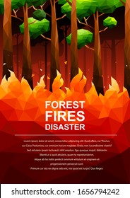 Polygonal Fire in the forest-Forest Fires Disaster concept.Vector Illustration.