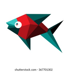 Polygonal fish, low poly illustration.