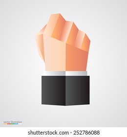 Polygonal fist on white background. Simple vector illustration