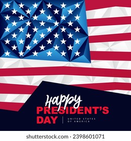 Polygonal flag of America. Happy President's Day. Elements for the design for the President's day. Vector illustration on a white background.