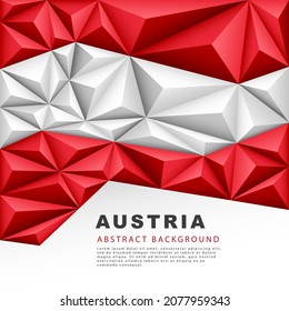 Polygonal flag of Austria. Vector illustration. Abstract background in the form of colorful red and white stripes of the Austrian flag.