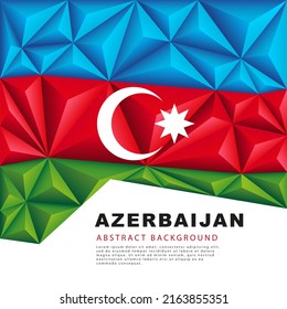 Bandera poligonal de Azerbaiyán. Ilustración vectorial. Fondo abstracto en forma de franjas coloreadas azules, rojas y verdes de la bandera azerbaiyana.