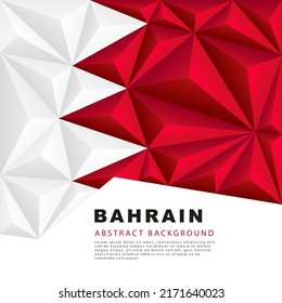Bandera poligonal de Bahréin. Ilustración vectorial. Fondo abstracto en forma de coloridas franjas blancas y rojas de la bandera bahreiní.