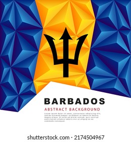 Polygonal flag of Barbados. Vector illustration. Abstract background in the form of colorful blue and yellow stripes of the Barbados flag.