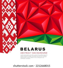 Polygonal flag of Belarus. Vector illustration. Abstract background in the form of colorful red, white and green stripes of the Belarusian flag.