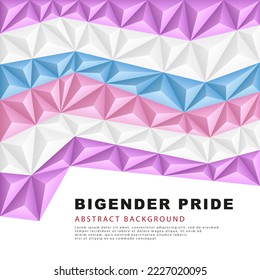Polygonal flag of bigender pride. Abstract background in the form of colorful lilac, white, blue and pink pyramids. Sexual identification. Vector illustration.