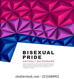 Polygonal flag of bisexual pride. Abstract background in the form of colorful pink, purple and blue pyramids. Sexual identification. Vector illustration.