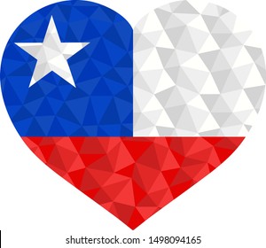 Polygonal flag of Chile heart shaped. Low poly style vector illustration eps
