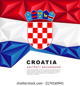 Polygonal flag of Croatia. Vector illustration. Abstract background in the form of colorful red, white and blue stripes of the Croatian flag.