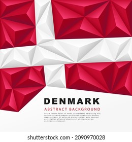 Polygonal flag of Denmark. Vector illustration. Abstract background in the form of colorful red and white pyramids and polygons.