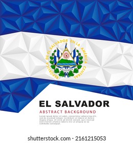 Polygonal flag of El Salvador. Vector illustration. Abstract background in the form of colorful blue and white stripes of the Salvadoran flag.