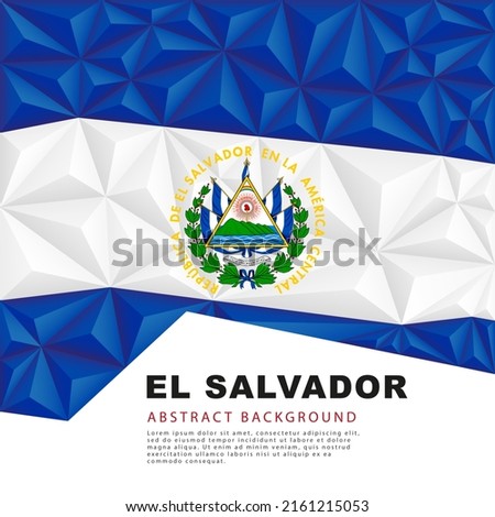 Polygonal flag of El Salvador. Vector illustration. Abstract background in the form of colorful blue and white stripes of the Salvadoran flag.