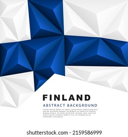 Polygonal flag of Finland. Vector illustration. Abstract background in the form of colorful blue and white stripes of the Finnish flag.