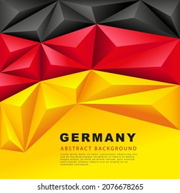 Polygonal flag of Germany. Vector illustration. Abstract background in the form of colorful black, red and yellow stripes of the German flag.