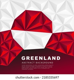 Polygonal flag of Greenland. Vector illustration. Abstract background in the form of colorful red and white stripes of the Greenland flag.