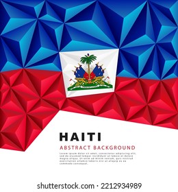 Polygonal flag of Haiti. Vector illustration. Abstract background in the form of colorful blue, red and white triangles.