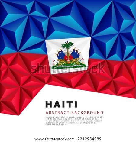 Polygonal flag of Haiti. Vector illustration. Abstract background in the form of colorful blue, red and white triangles.
