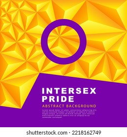 Polygonal Flagge des Intersexualstolzes. Abstrakter Hintergrund in Form bunter gelber Pyramiden. Sexuelle Identifikation. Vektorgrafik.