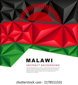 Polygonal flag of Malawi. Vector illustration. Abstract background in the form of colorful black, red and green stripes of the Malawian flag.