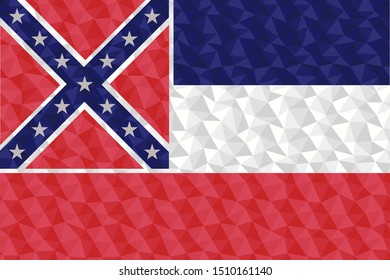 Polygonal flag of Mississippi, U.S.A., in low poly style vector illustration
