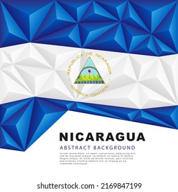 Polygonal flag of Nicaragua. Vector illustration. Abstract background in the form of colorful blue and white stripes of the Nicaraguan flag.