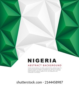 Polygonal flag of Nigeria. Vector illustration. Abstract background in the form of colorful green and white stripes of the Nigerian flag.