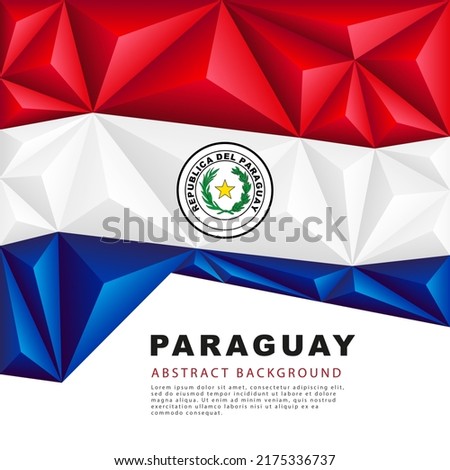 Polygonal flag of Paraguay. Vector illustration. Abstract background in the form of colorful red, white and blue stripes of the Paraguayan flag.