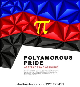 Polygonale Flagge des polyamorosen Stolzes. Abstrakter Hintergrund in Form von bunten, blauen, roten und schwarzen Pyramiden. Sexuelle Identifikation. Vektorgrafik.