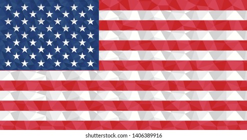 Polygonal flag of United States of America national symbol background low poly style vector illustration

