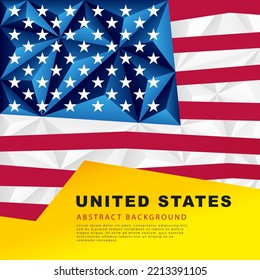 Polygonal flag of the USA. Vector illustration. Abstract background in the form of colorful blue, red and white stripes of the American flag.