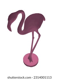 Polygonal flamingo vector illustration isolated on white background. Exotic tropical bird. Zoo animal collection. Cute cartoon character. Decoration element. 3D design. White background. Isolated..