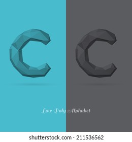 Polygonal Flat Alphabet Letter C - Vector Illustration - Can be Used for Caption or Title