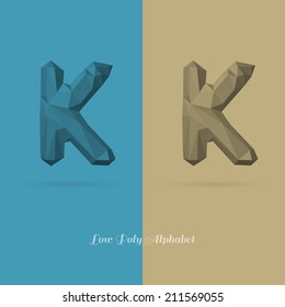 Polygonal Flat Alphabet Letter K - Vector Illustration - Can be Used for Caption or Title