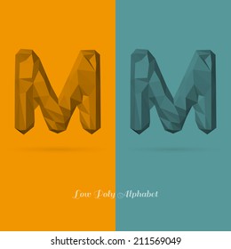 Polygonal Flat Alphabet Letter M - Vector Illustration - Can be Used for Caption or Title