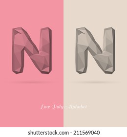 Polygonal Flat Alphabet Letter N - Vector Illustration - Can be Used for Caption or Title