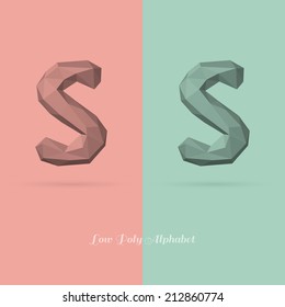 Polygonal Flat Alphabet Letter S - Vector Illustration - Can be Used for Caption or Title