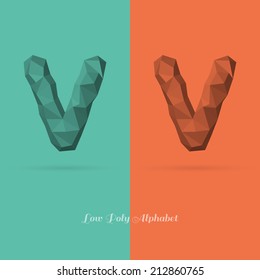 Polygonal Flat Alphabet Letter V - Vector Illustration - Can be Used for Caption or Title