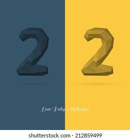Polygonal Flat Alphabet Number 2 - Vector Illustration - Can be Used for Caption or Title