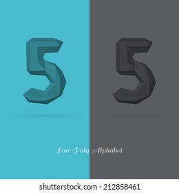 Polygonal Flat Alphabet Number 5 - Vector Illustration - Can be Used for Caption or Title