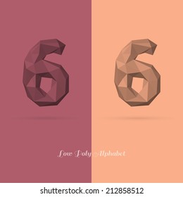 Polygonal Flat Alphabet Number 6 - Vector Illustration - Can be Used for Caption or Title