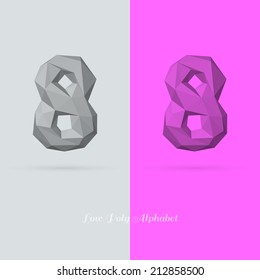 Polygonal Flat Alphabet Number 8 - Vector Illustration - Can be Used for Caption or Title